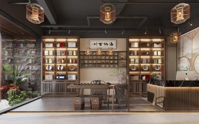 新中式茶叶店3D模型下载